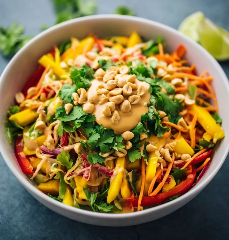 Authentic Thai Mango Salad Recipe Best Thai Mango Salad Peanut Dressing How To Make Thai Mango Salad Thai Mango Salad With...
