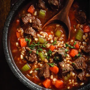 Hearty Beef & Barley Soup with Vegetables