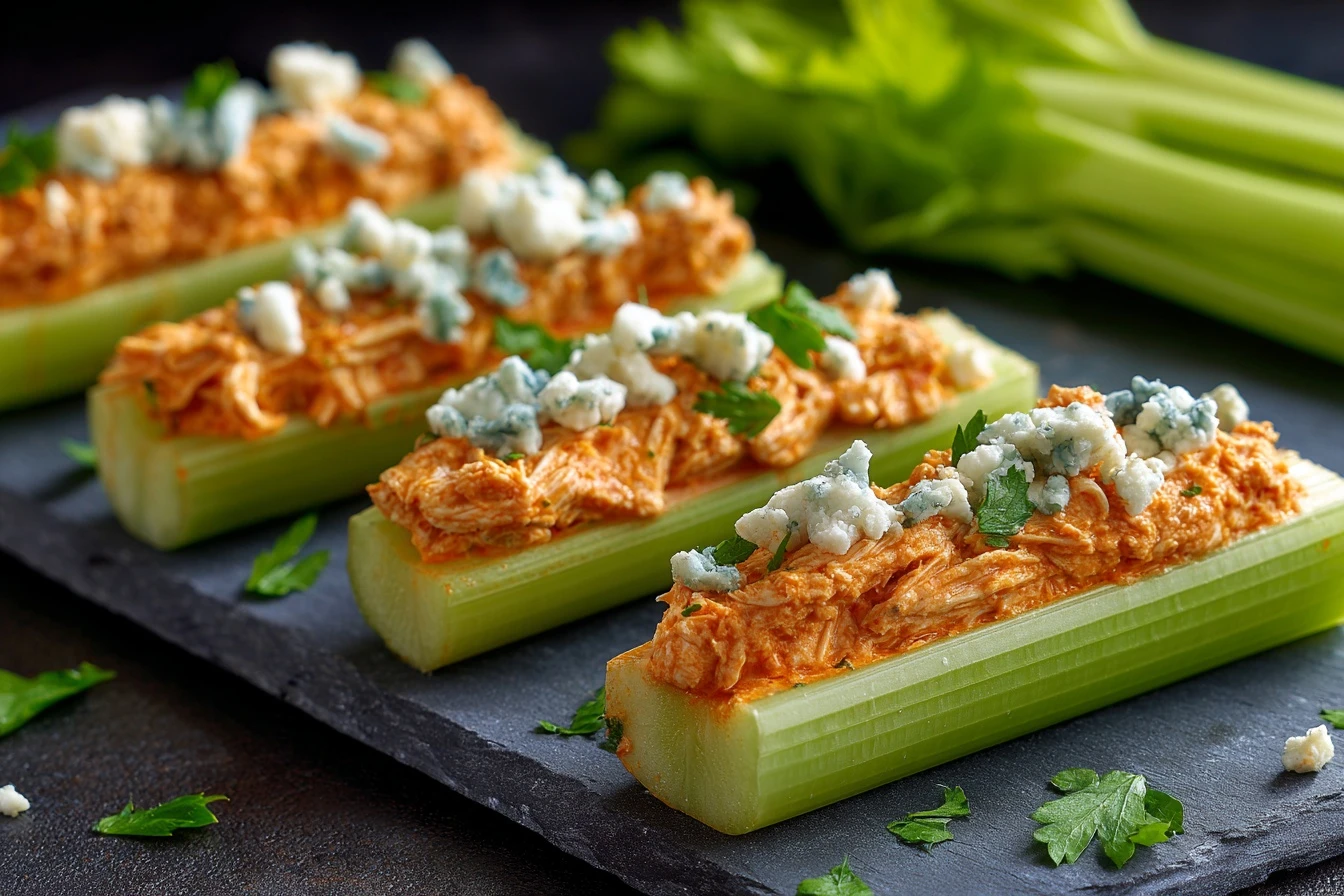 Buffalo Chicken Celery Bites Easy Recipe Healthy Buffalo Chicken Stuffed Celery Low Carb Buffalo Chicken Celery Snacks Spi...