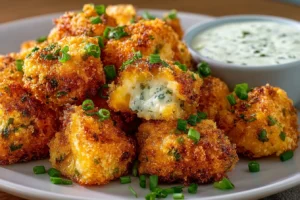 Cheesy Jalapeño Ranch Chicken Poppers with a Creamy Dip