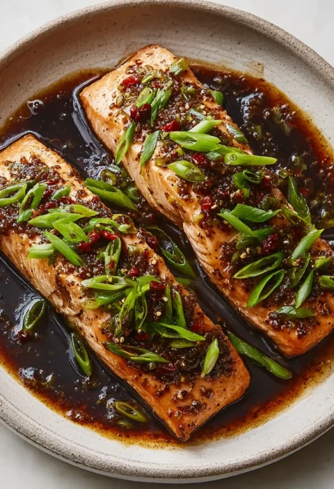 Chinese Black Bean Sauce Salmon Recipe Easy Black Bean Salmon Dinner Savory Salmon With Green Onions Recipe How To Make Sa...