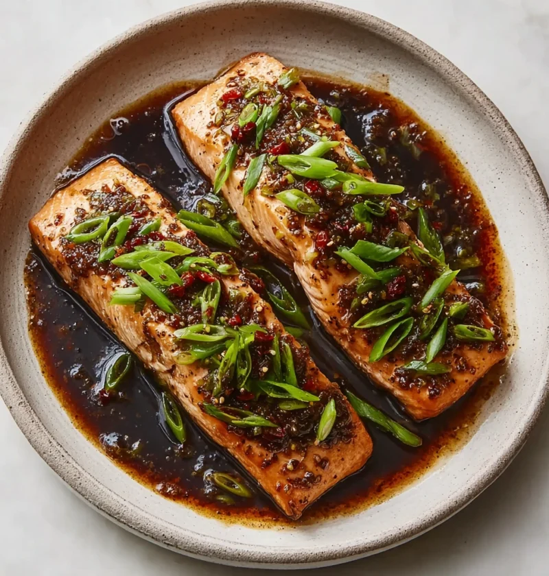 Chinese Black Bean Sauce Salmon Recipe Easy Black Bean Salmon Dinner Savory Salmon With Green Onions Recipe How To Make Sa...