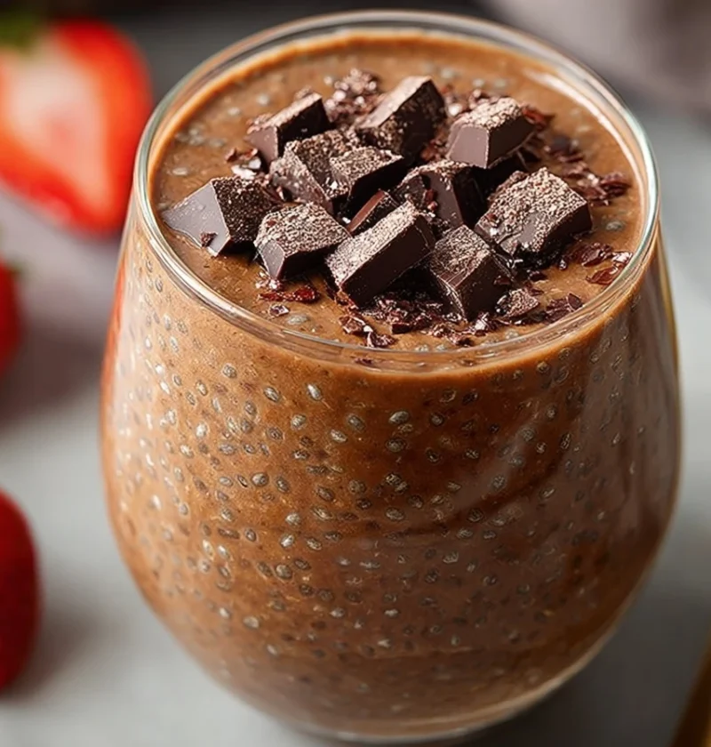 Chocolate Chia Pudding Peanut Butter Recipe Strawberry Cacao Nibs Dessert Ideas Vegan Chocolate Chia Pudding With Strawber...