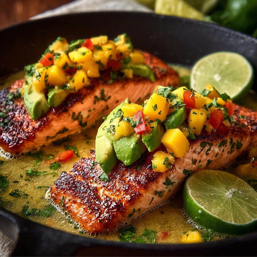 Coconut Lime Salmon Recipe Avocado Mango Salsa For Fish Best Coconut Lime Salmon How To Make Avocado Mango Salsa Tropical ...