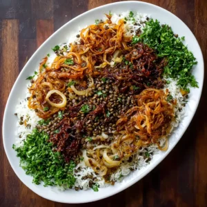 Comfort in a Bowl: Lebanese Mujadara with Brown Lentils and Fried Onions