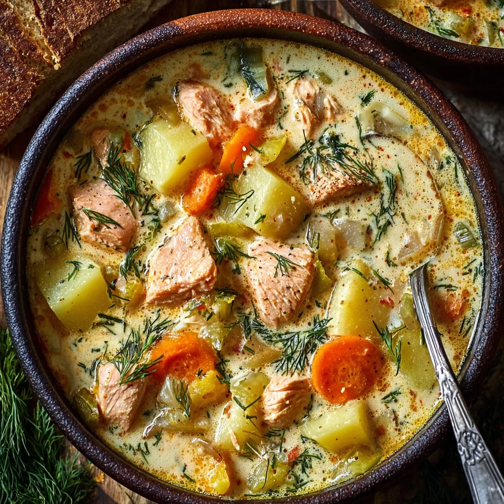 Creamy Salmon Chowder Recipe Best Salmon Chowder With Dill Homemade Creamy Salmon Soup Healthy Salmon Vegetable Chowder Gl...