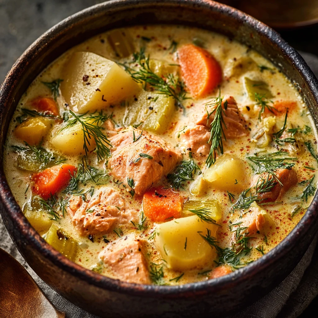 Creamy Salmon Chowder Recipe Best Salmon Chowder With Dill Homemade Creamy Salmon Soup Healthy Salmon Vegetable Chowder Gl...