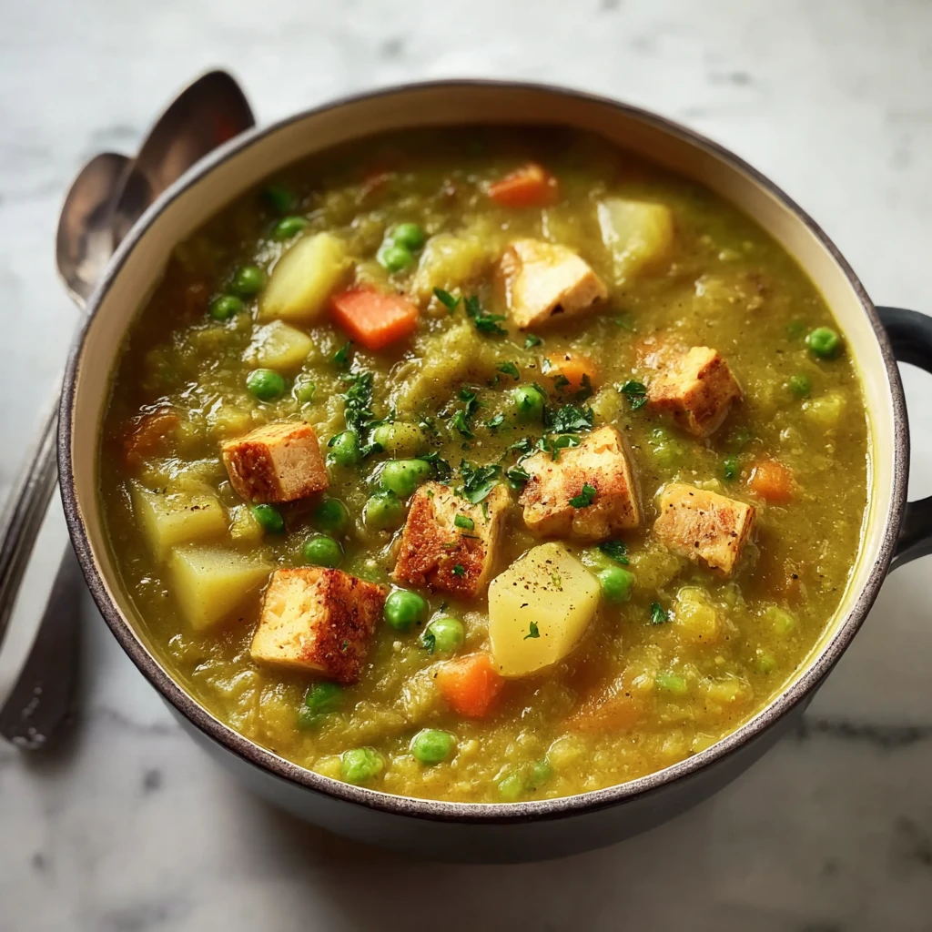 Dutch Oven Split Pea Soup With Smoked Tofu: A Hearty Plant-Based Winter Classic Dutch Oven Split Pea Soup Smoked
