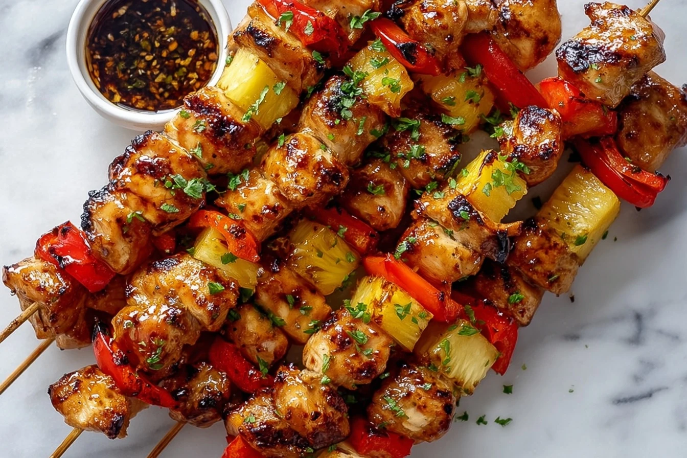 Easy BBQ Pineapple Chicken Kabobs Recipe Grilled Pineapple Chicken Skewers Recipe Best Chicken And Pineapple Kabobs Hawaii...