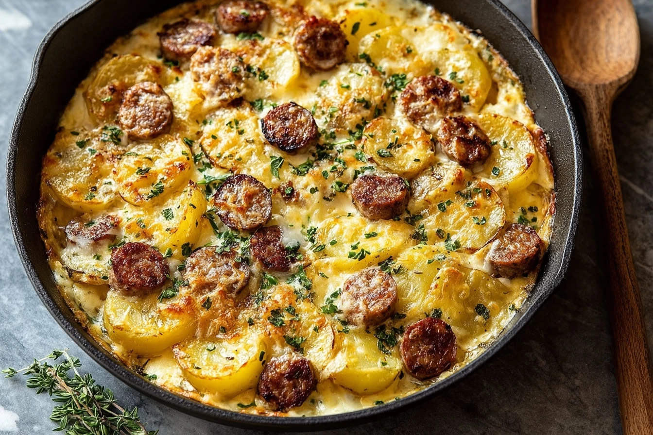 Easy Cheesy Ranch Potatoes With Sausage Recipe Smoked Sausage And Cheesy Potato Bake Best Cheesy Ranch Potatoes And Sausag...
