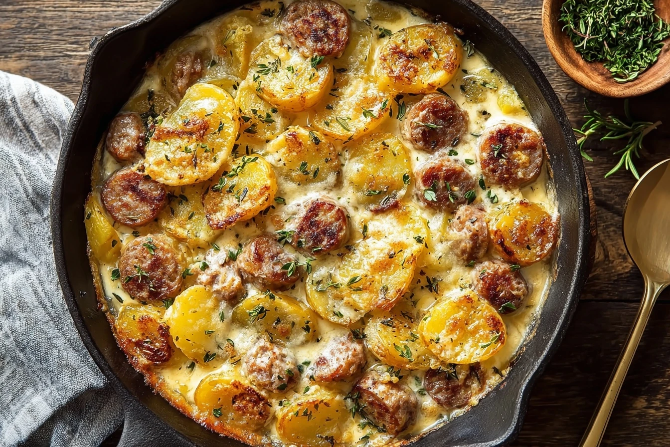 Easy Cheesy Ranch Potatoes With Sausage Recipe Smoked Sausage And Cheesy Potato Bake Best Cheesy Ranch Potatoes And Sausag...