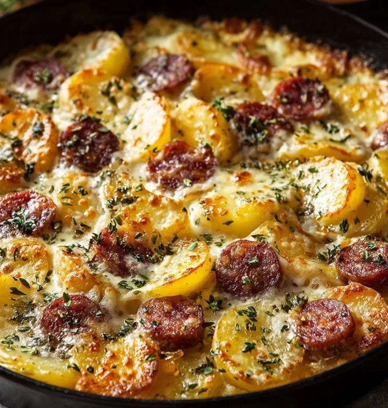 Easy Cheesy Ranch Potatoes With Sausage Recipe Smoked Sausage And Cheesy Potato Bake Best Cheesy Ranch Potatoes And Sausag...