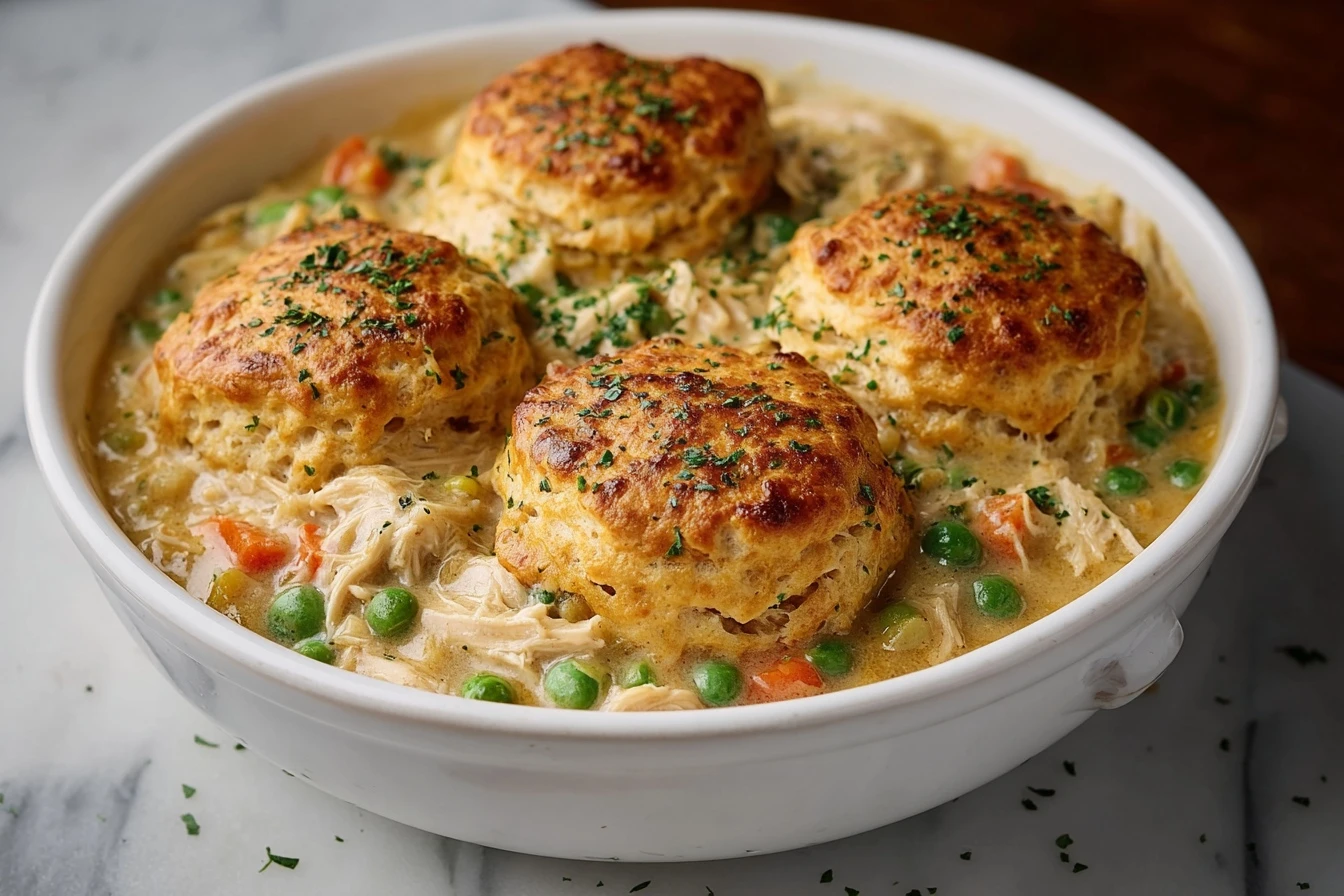Easy Chicken Pot Pie With Biscuit Topping Recipe Homemade Chicken Pot Pie With Biscuits Best Chicken Pot Pie Biscuit Toppi...