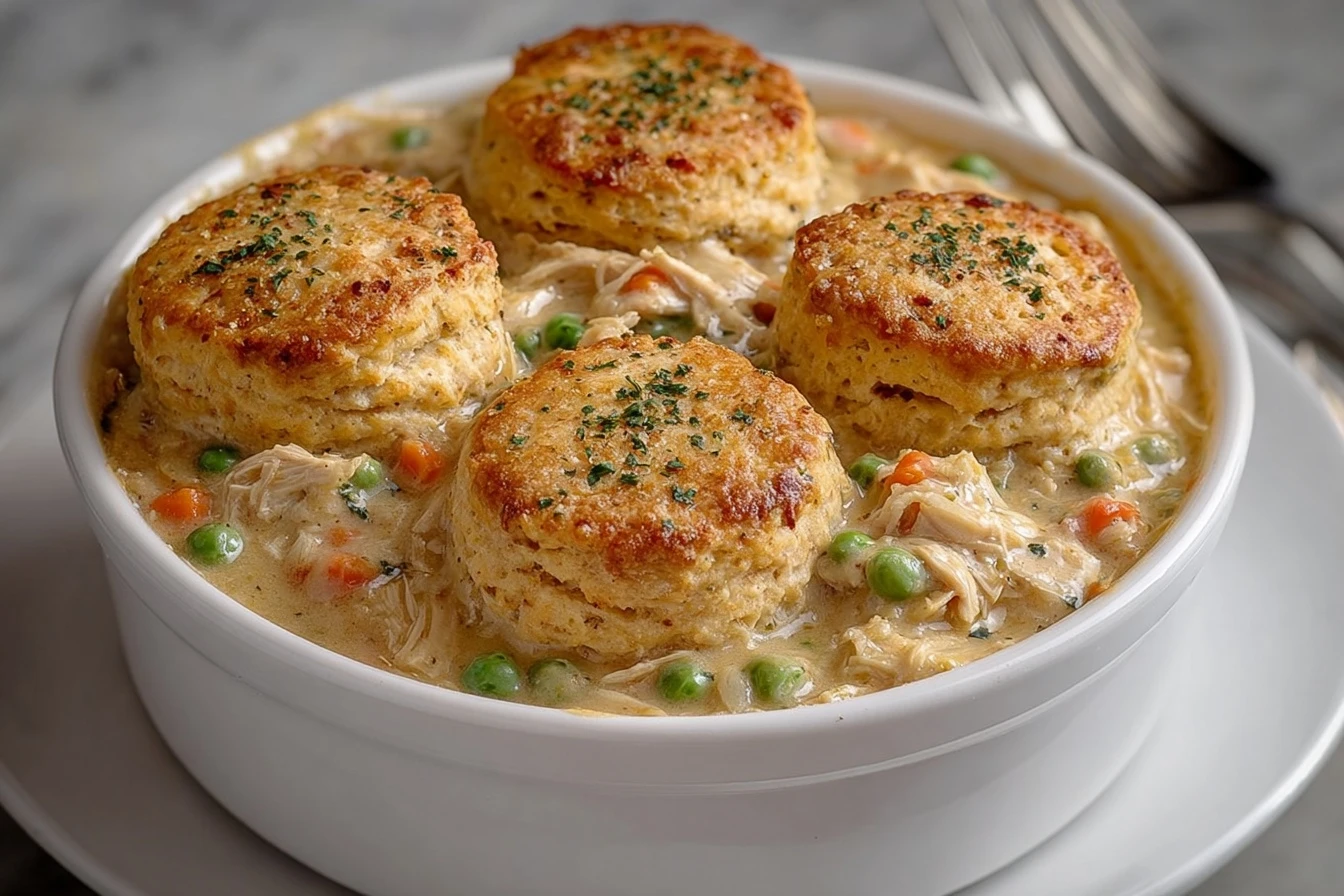 Easy Chicken Pot Pie With Biscuit Topping Recipe Homemade Chicken Pot Pie With Biscuits Best Chicken Pot Pie Biscuit Toppi...