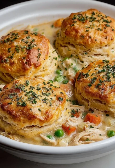 Easy Chicken Pot Pie With Biscuit Topping Recipe Homemade Chicken Pot Pie With Biscuits Best Chicken Pot Pie Biscuit Toppi...