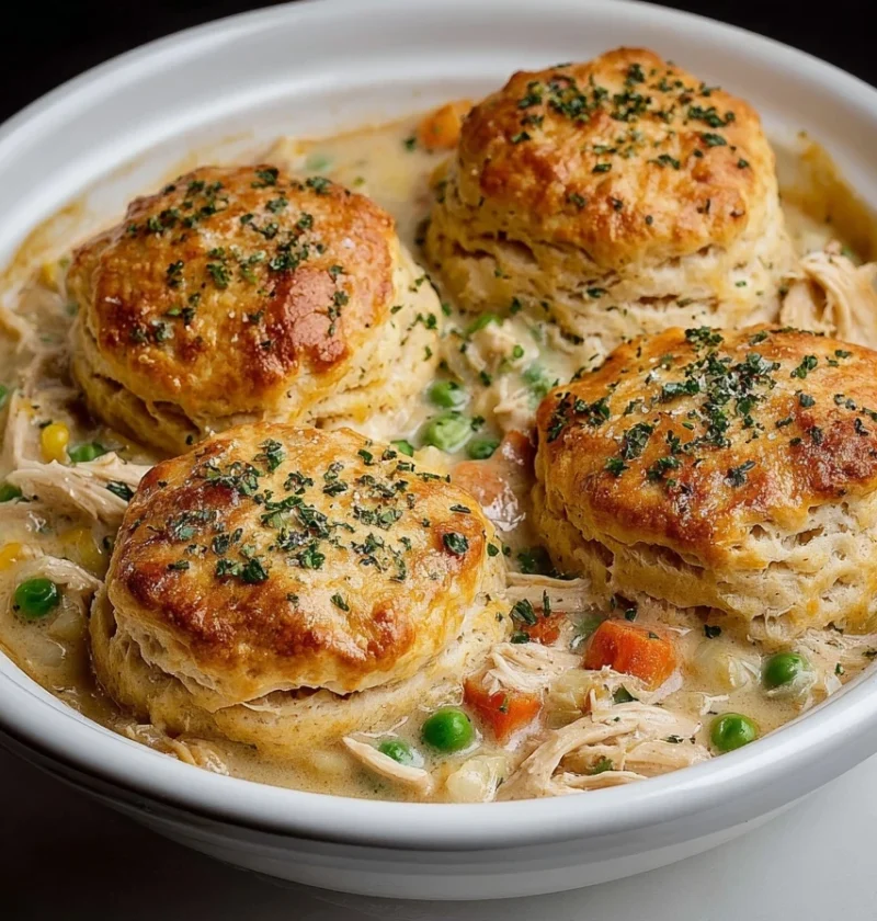 Easy Chicken Pot Pie With Biscuit Topping Recipe Homemade Chicken Pot Pie With Biscuits Best Chicken Pot Pie Biscuit Toppi...