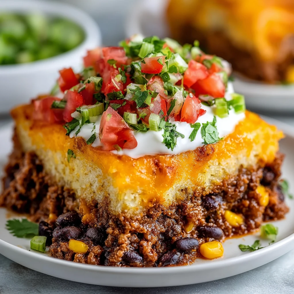 Easy Cornbread Taco Bake Recipe Homemade Cornbread Taco Casserole Best Cornbread Taco Bake Gluten-free Cornbread Taco Bake...