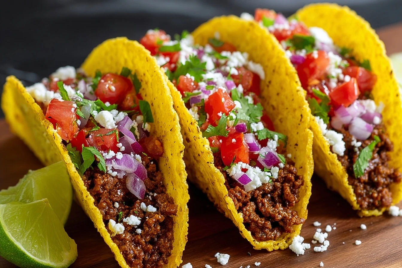 Easy Crispy Ground Beef Tacos Recipe Homemade Crispy Ground Beef Tacos Best Crispy Ground Beef Taco Seasoning Quick Crispy...
