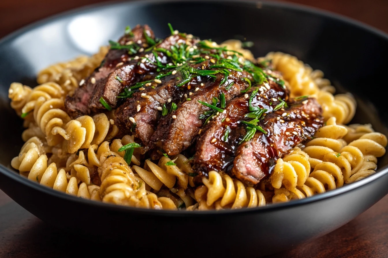 Easy Honey Garlic Steak Rotini Recipe Best Sticky Honey Garlic Steak Pasta How To Make Honey Garlic Steak Rotini Low Carb ...