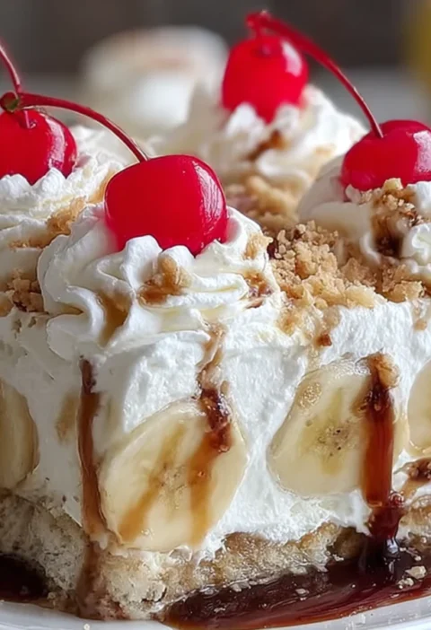 Easy No Bake Banana Split Cake Recipe No Bake Banana Split Cake Ingredients Homemade Banana Split Cake No Oven Quick No Ba...