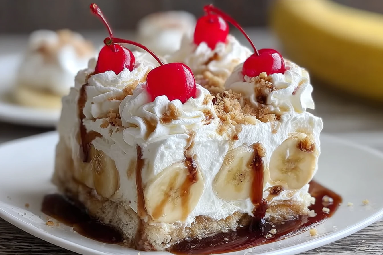 Effortless No Bake Banana Split Cake