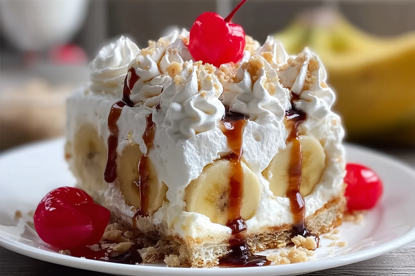 Easy No Bake Banana Split Cake Recipe No Bake Banana Split Cake Ingredients Homemade Banana Split Cake No Oven Quick No Ba...