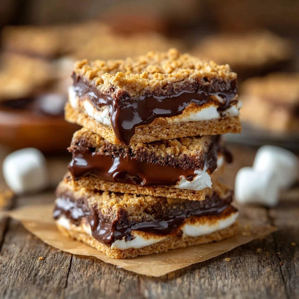 Easy No-bake S’mores Bars Recipe Homemade No-bake S’mores Bars Gluten-free No-bake S’mores Bars Vegan No-bake S’mo...