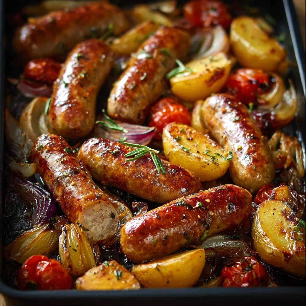 Easy One-pan Sausage And Vegetables Recipe One-pan Roasted Sausages Potatoes Dinner Quick Sausage Pepper Onion Skillet Bes...