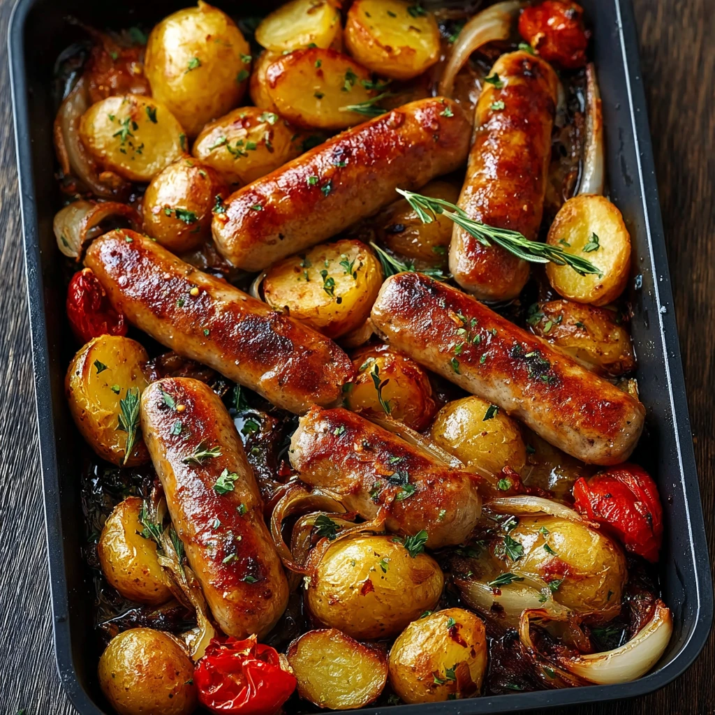 Easy One-pan Sausage And Vegetables Recipe One-pan Roasted Sausages Potatoes Dinner Quick Sausage Pepper Onion Skillet Bes...