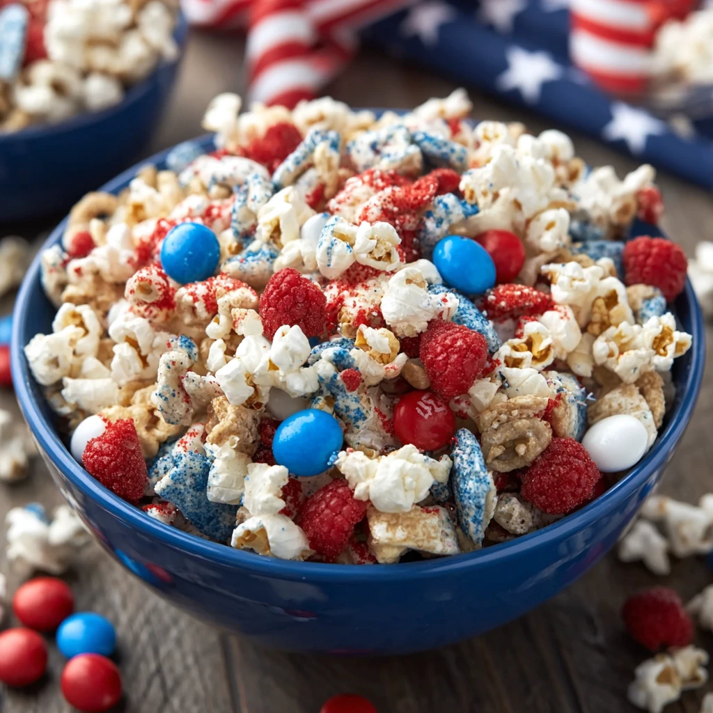 Easy Patriotic Party Snack Mix Recipe No-bake Red White Blue Snack Ideas DIY Sweet Party Mix For July 4th How To Make A No...