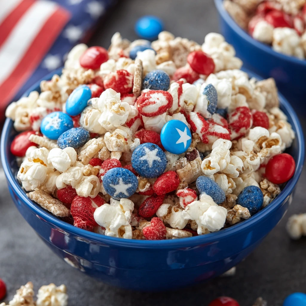 Easy Patriotic Party Snack Mix Recipe No-bake Red White Blue Snack Ideas DIY Sweet Party Mix For July 4th How To Make A No...