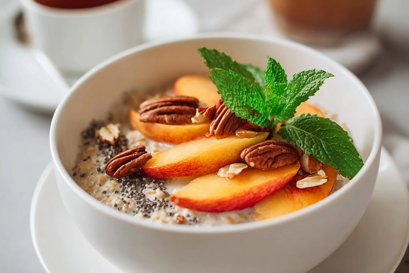 Easy Peaches And Cream Oatmeal Recipe Homemade Peach Cream Oatmeal Healthy Peaches Cream Oatmeal Ideas Best Oats For Peach...