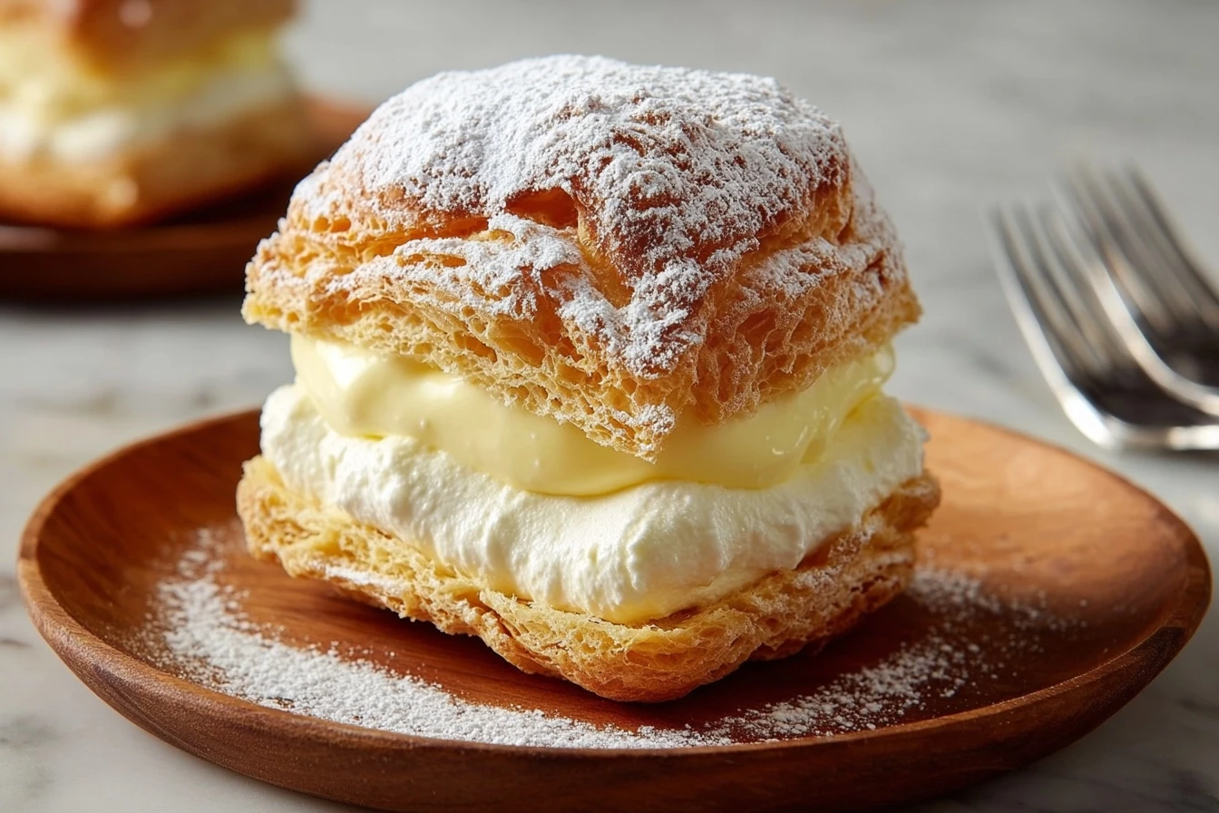 Easy Puff Pastry Vanilla Custard Squares Recipe Homemade Vanilla Custard Puff Pastry Squares Best Puff Pastry Custard Crea...