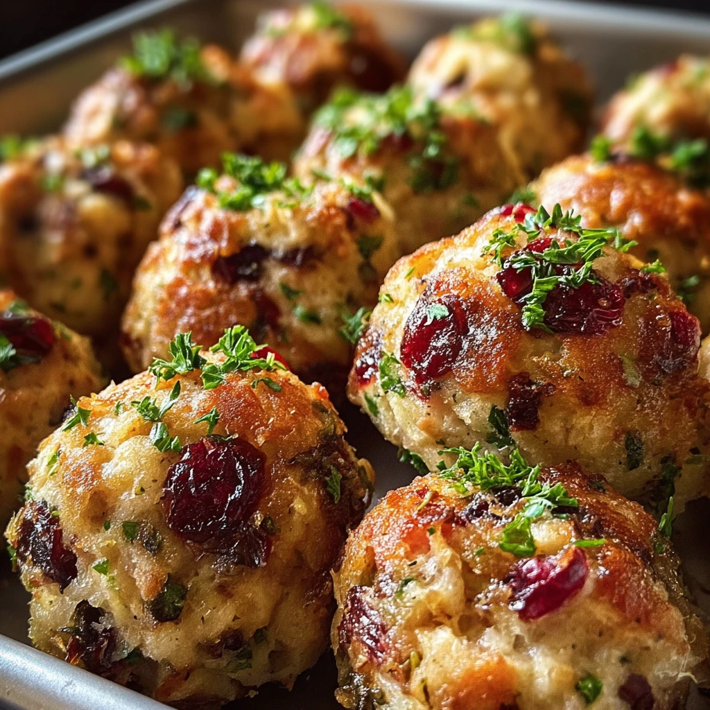 Festive Cranberry Turkey Stuffing Balls Recipe Homemade Cranberry Turkey Stuffing Balls Easy Cranberry Turkey Stuffing For...