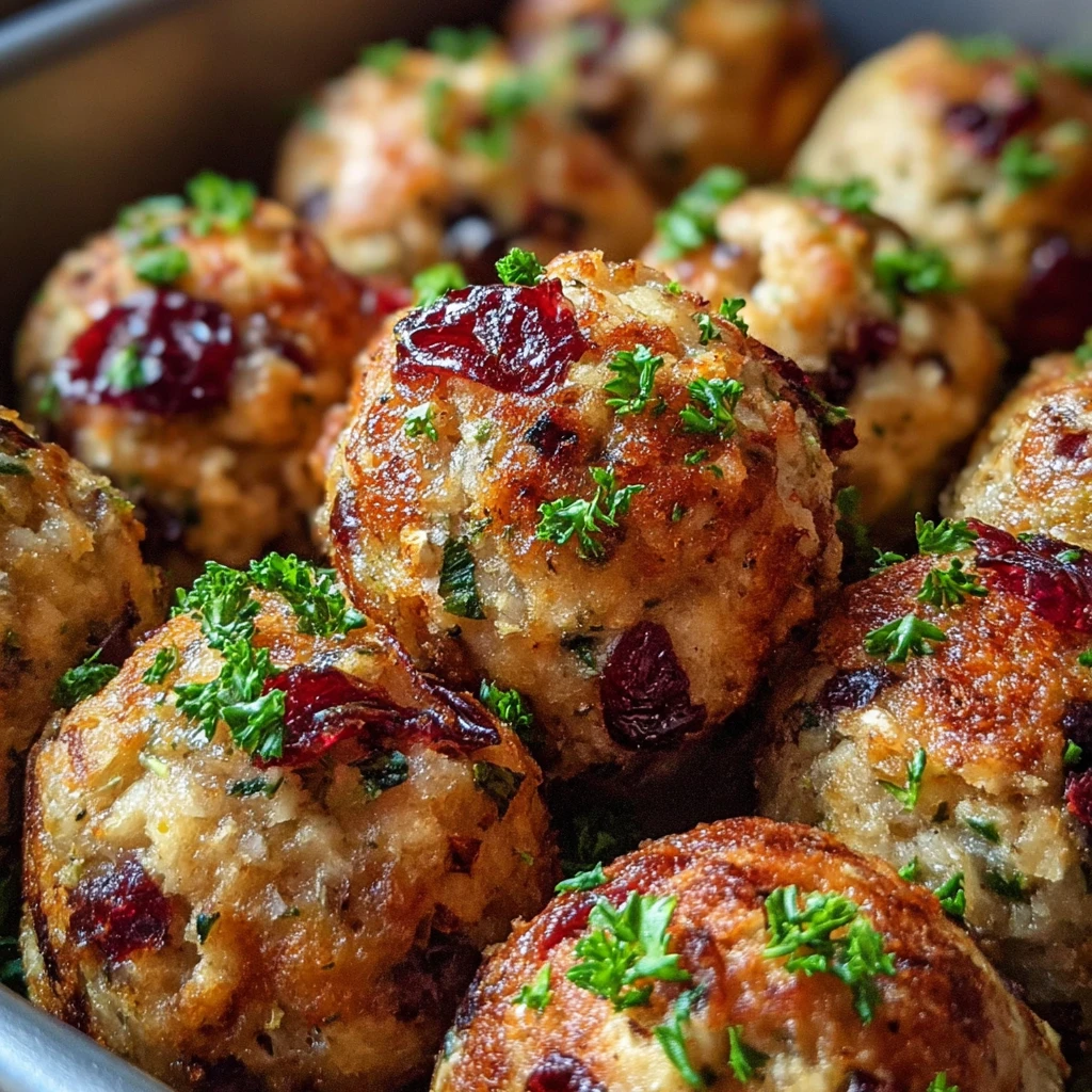 Festive Cranberry Turkey Stuffing Balls Recipe Homemade Cranberry Turkey Stuffing Balls Easy Cranberry Turkey Stuffing For...