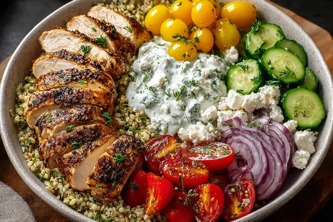 Protein-Packed Greek Chicken Power Bowl with Tzatziki