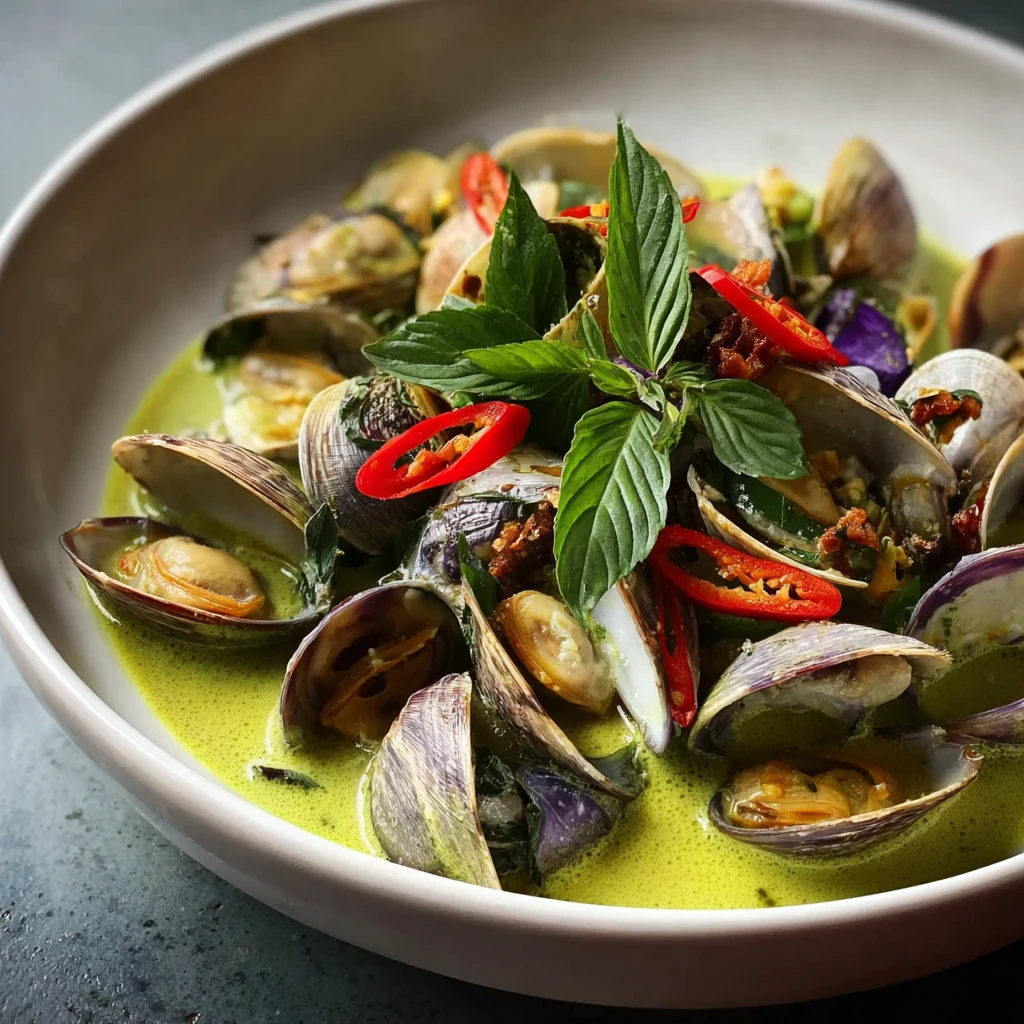 Green Curry Thai Clams With Thai Eggplant: A Coastal Thai Delight Green Curry Thai Clams Eggplant Coastal Delight