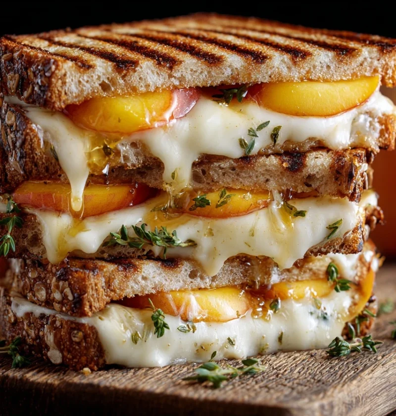 Grilled Cheese With Honey Peaches Recipe White Cheddar And Honey Peach Sandwich Best Honey Peach Grilled Cheese Recipe Gou...