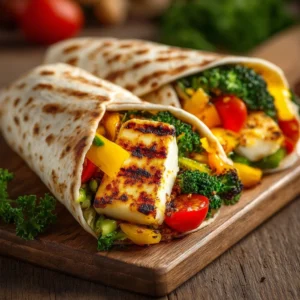 Grilled Halloumi and Veggie Wraps