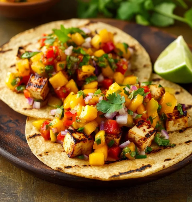 Grilled Tofu Tacos Recipe Vegan Tofu Tacos With Peach Salsa Best Grilled Tofu Tacos Peach Salsa For Tacos Recipe How To Ma...