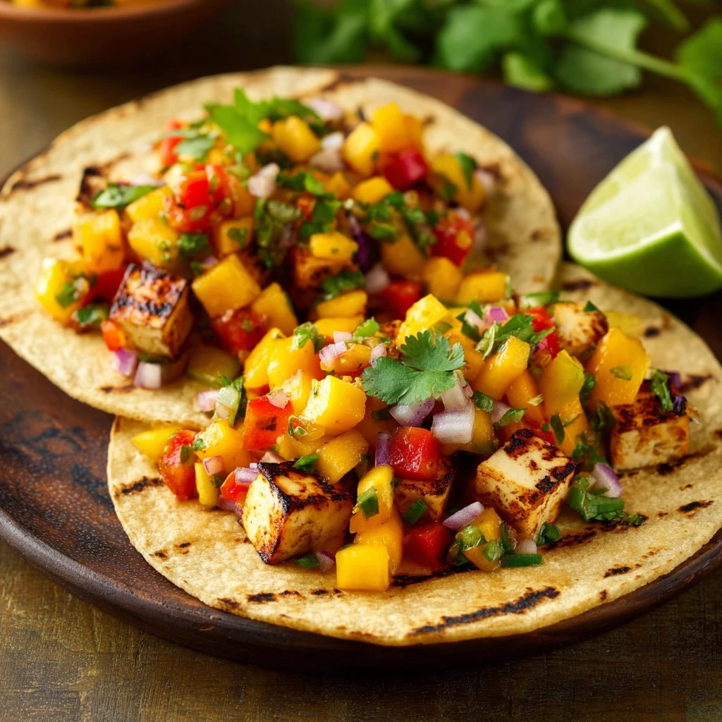 Grilled Tofu Tacos with Peach Salsa