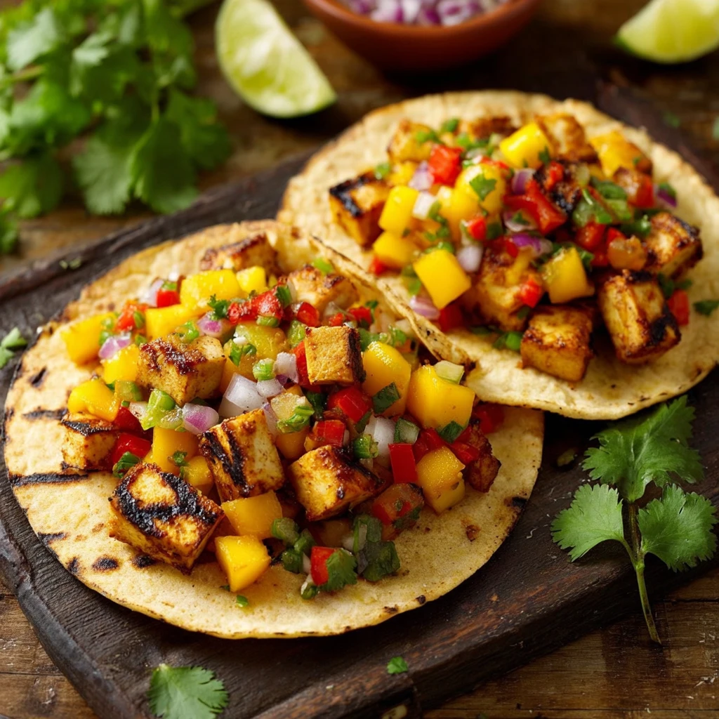 Grilled Tofu Tacos Recipe Vegan Tofu Tacos With Peach Salsa Best Grilled Tofu Tacos Peach Salsa For Tacos Recipe How To Ma...