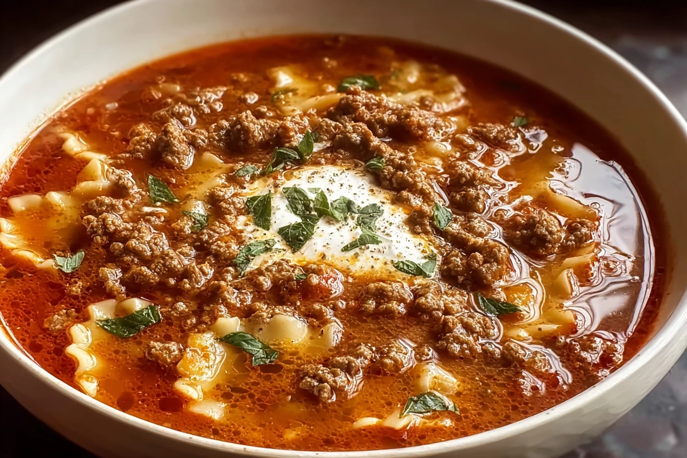 Make Lasagna Soup with Ground Turkey in 3 Easy Steps