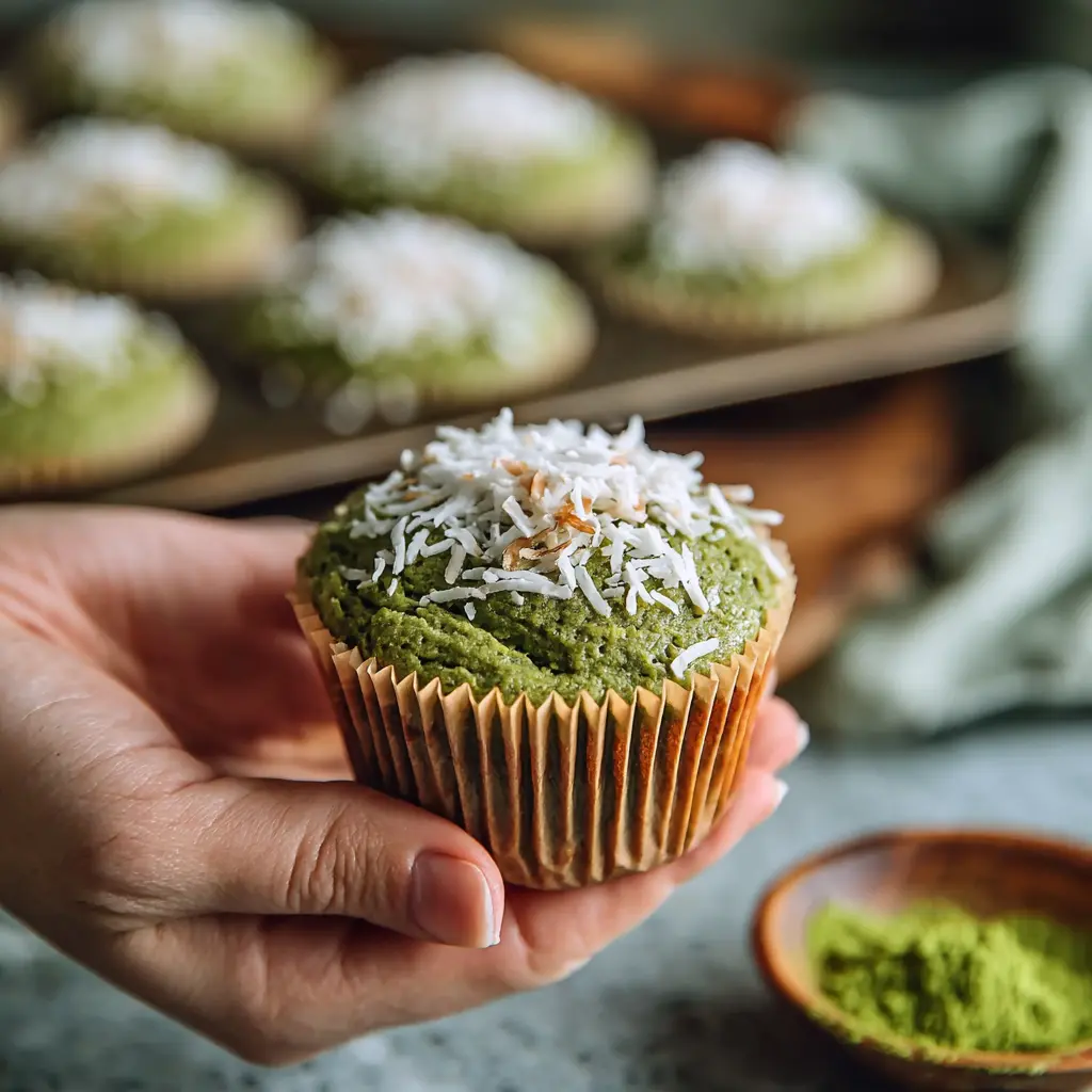 Healthy Matcha Muffins with Banana and Coconut