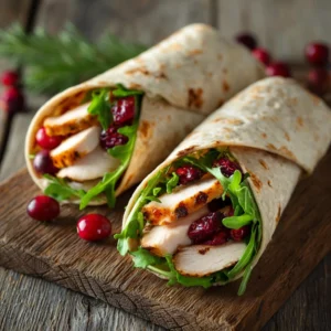 Turkey Cranberry Wraps with Arugula
