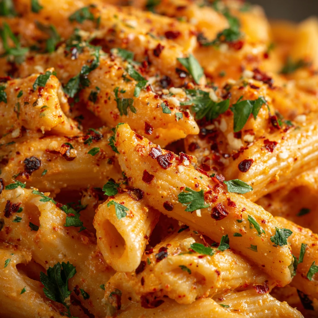 High Protein Creamy Roasted Red Pepper Pasta