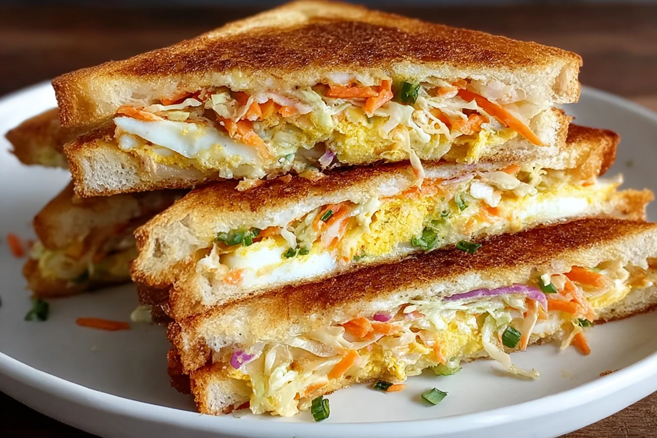 Sweet and Savory Korean Egg Sandwich with Veggies: A Street-Style Favorite Made at Home