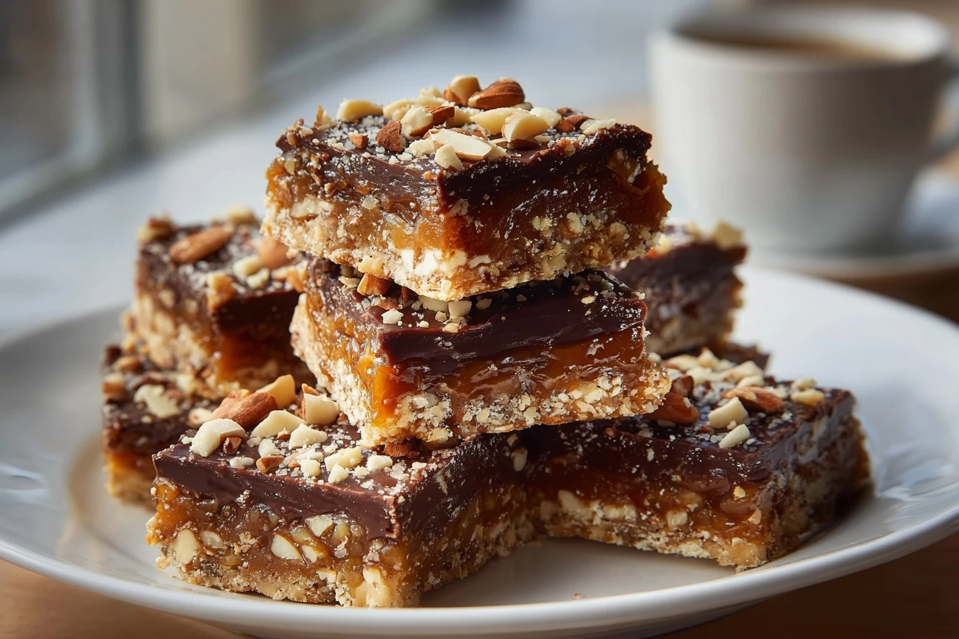 Make-ahead Chocolate Almond Toffee Bars Recipe Easy Chocolate Almond Toffee Bars Homemade Almond Toffee Bars For Holidays ...