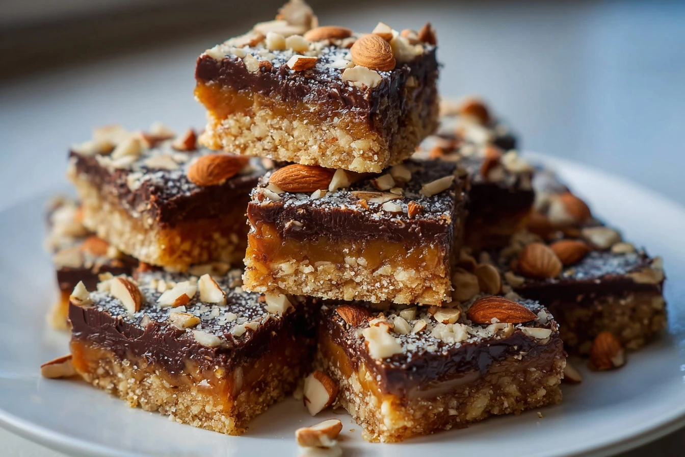 Make-ahead Chocolate Almond Toffee Bars Recipe Easy Chocolate Almond Toffee Bars Homemade Almond Toffee Bars For Holidays ...