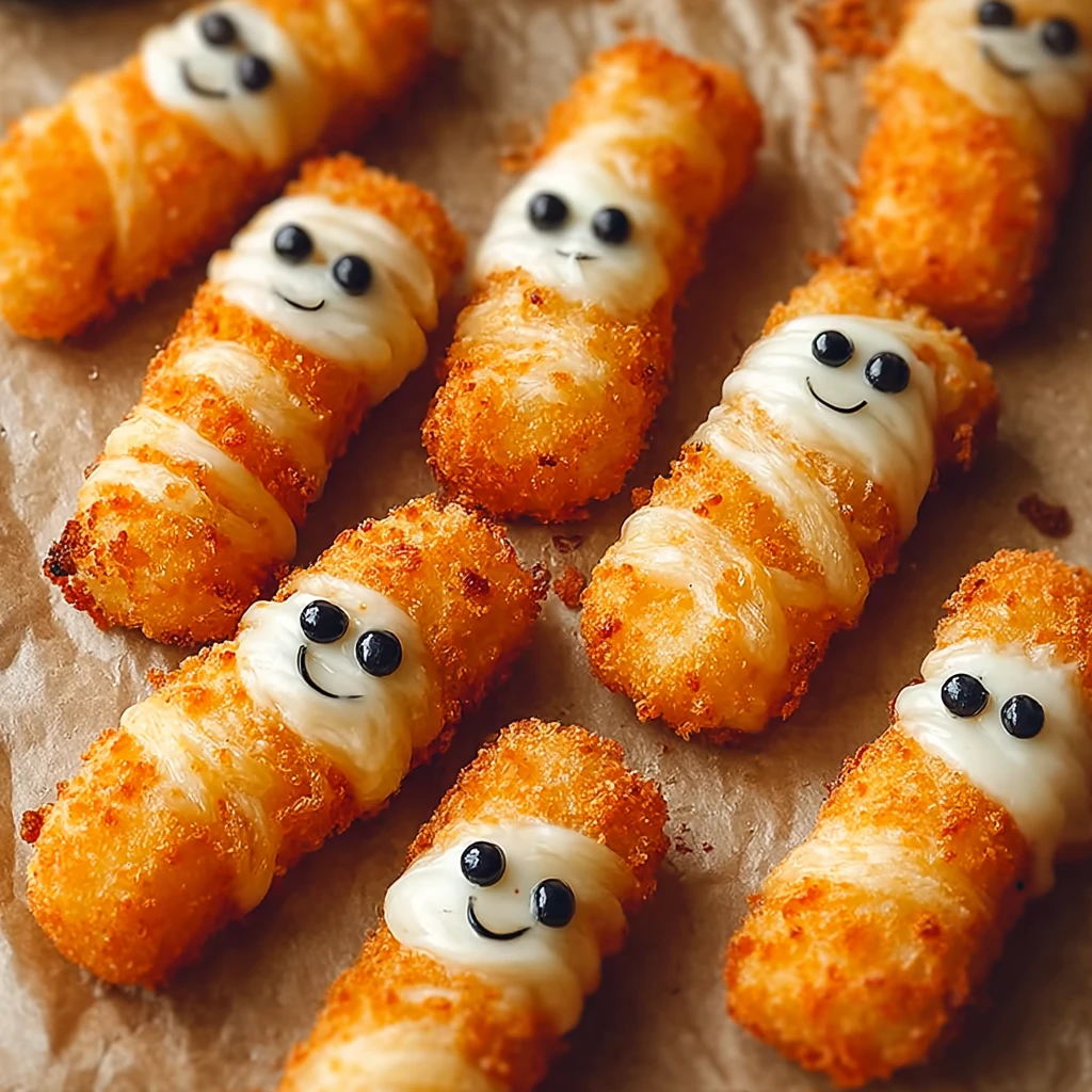 Mummy Mozzarella Sticks Recipe Halloween Mozzarella Stick Ideas Easy Mummy Cheese Sticks Halloween Party Food For Kids Mak...